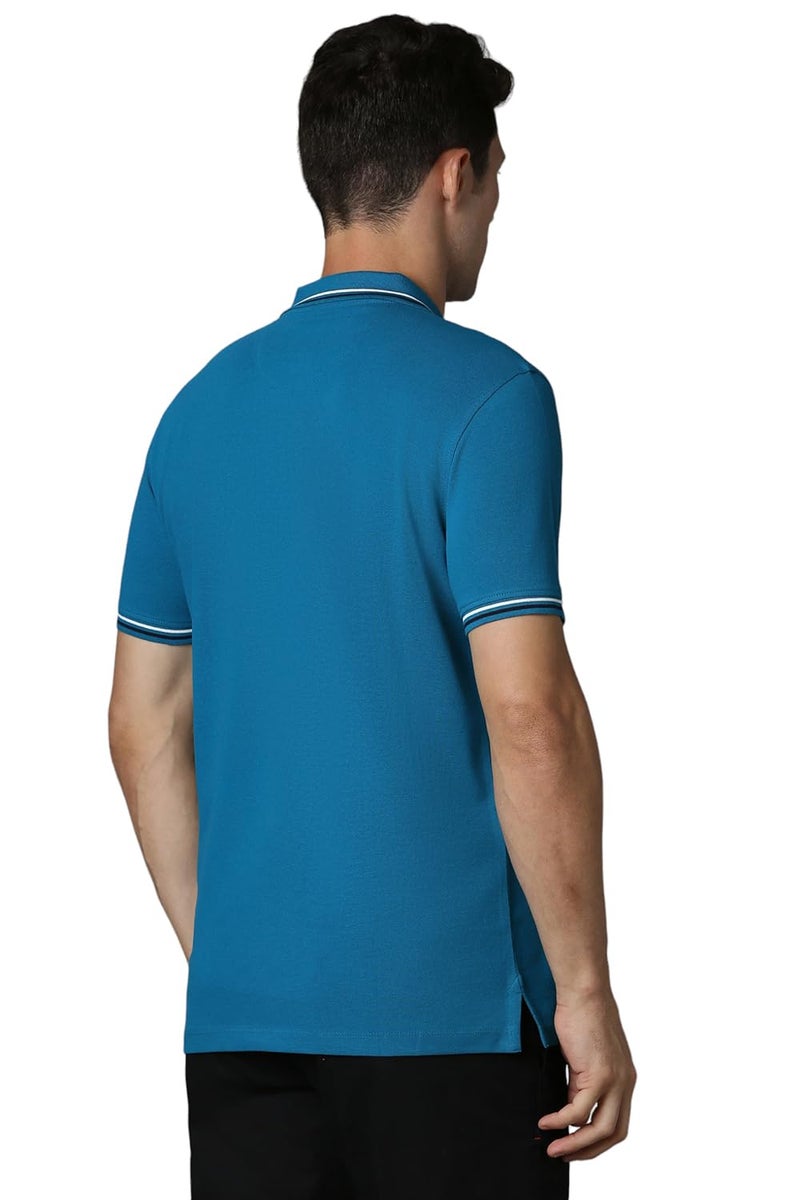 Louis Philippe Men's Cotton Solid Slim Fit T Shirt (Lykpcslp069893_Blue) - Image 3