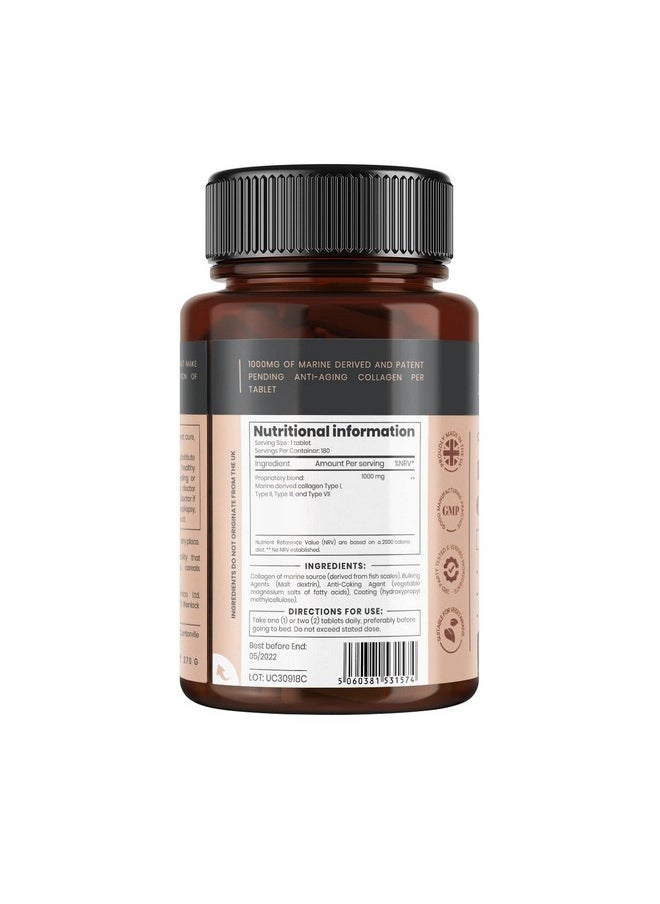 بوركلينيكا UltraColl Marine Collagen 1000mg x 180 Tablets (إمدادات لمدة 6 أشهر). الكولاجين البحري الوحيد الحاصل على براءة اختراع لمكافحة الشيخوخة من النوع الأول والثاني والثالث والسابع.  - Image 2