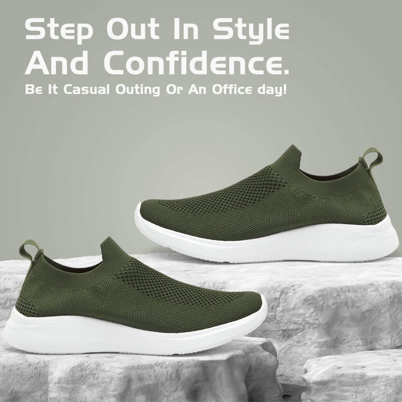 Face أحذية أيرفلو باللون الأخضر الزيتوني للرجال - Image 4