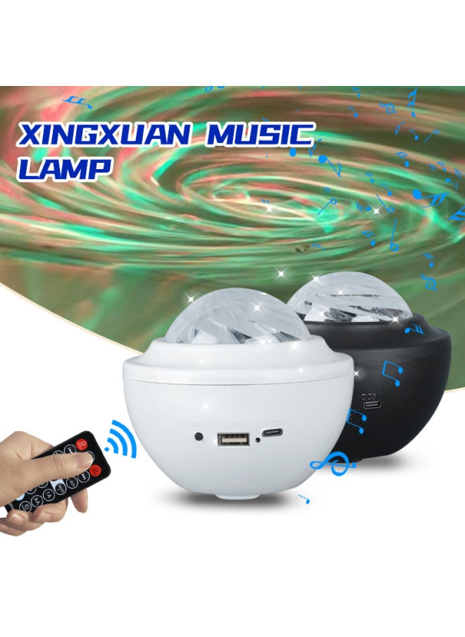 2025 Mini Vortex Bluetooth Remote Control Water Pattern Music Star Light Water Reflection Projection Bedside Night Light-Power Supply:5v/usb/bluetooth/plug-in Model/with Remote Control-Light Color:Xkl-q3 Water Reflection White