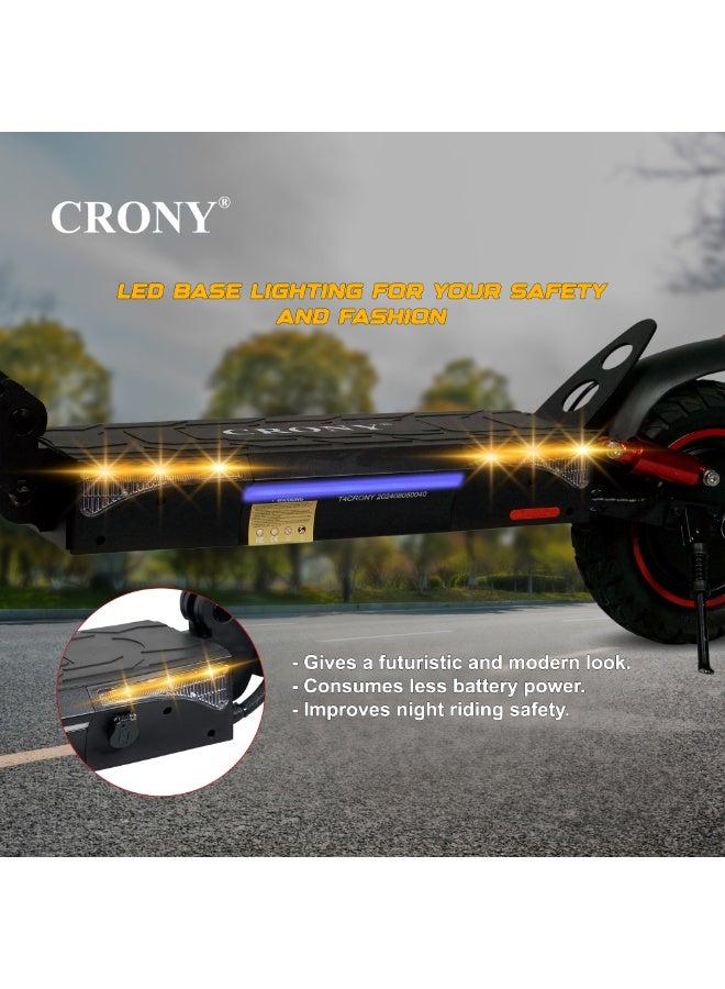 Crony T4 Fast Speed E-Scooter 2000W Motor 48v/13ah,10"Off-Road Tires,Smart Lock & App /up to 65 Km/H Max Speed,Dual Suspension/Hydraulic Disc Brakes E-Bike, Triple Led Headlamps,  App-Connected Smart Lock,All-Terrain, Easy Foldable, Portable Commuter Electric Scooter For Adults & Kids, 25kg Aluminum Frame 120kg Load Skateboard, Urban Mobility tool，No Seat - Image 5