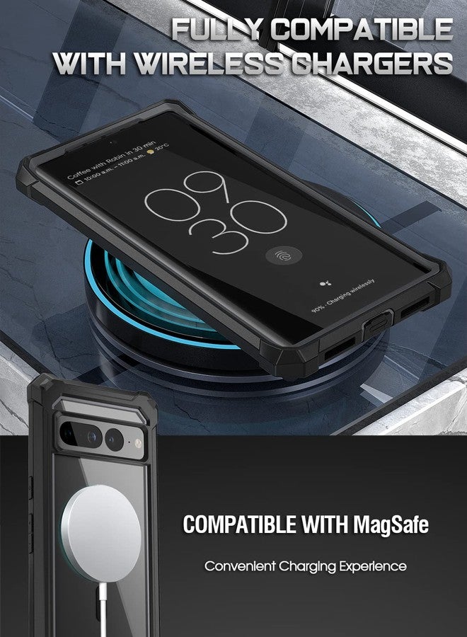Poetic Guardian MagPro Case Compatible with Pixel 7 Pro,[Compatible with MagSafe], Built-in Screen Protector Work with Fingerprint ID, Full Body Hybrid Shockproof Protective Rugged Case, Black/Clear - Image 4