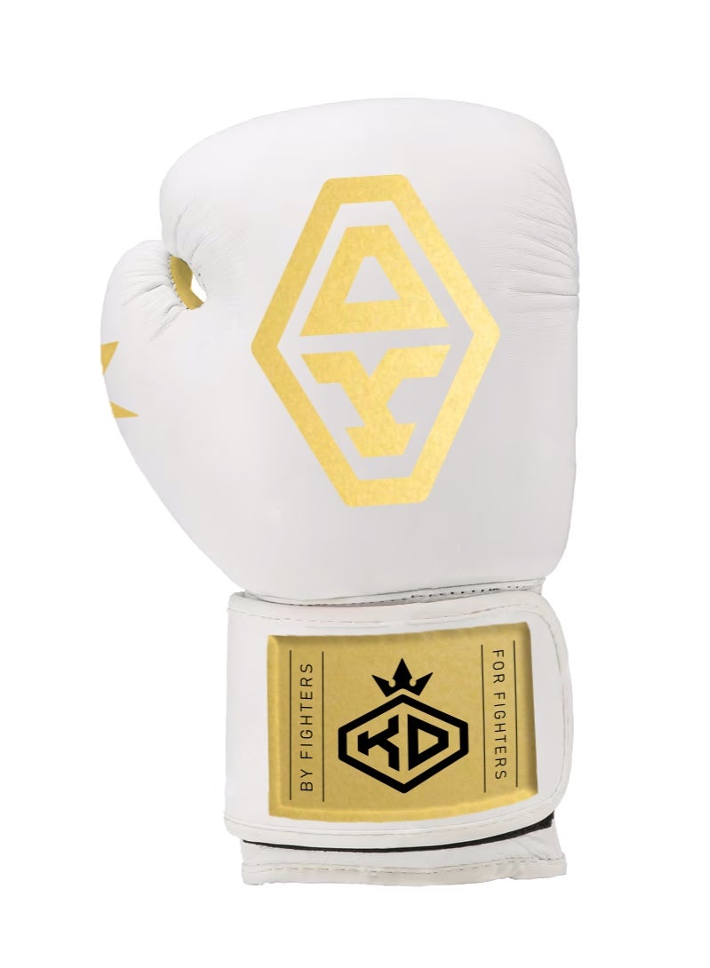 KO Style Boxing Gloves White and Gold - Image 3