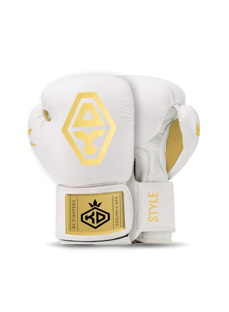KO Style Boxing Gloves White and Gold - Image 1
