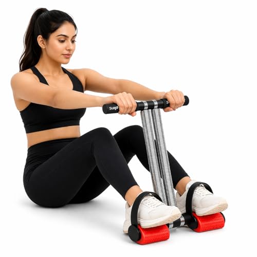 SUREFIT Double Spring Tummy Trimmer with Hand Grip Strengthener with Digital Counter (5-60 kg Adjustable) | Home Gym Equipment for Abs Workout, Belly Fat Loss, Chest Expander & Forearm Strength - Image 2