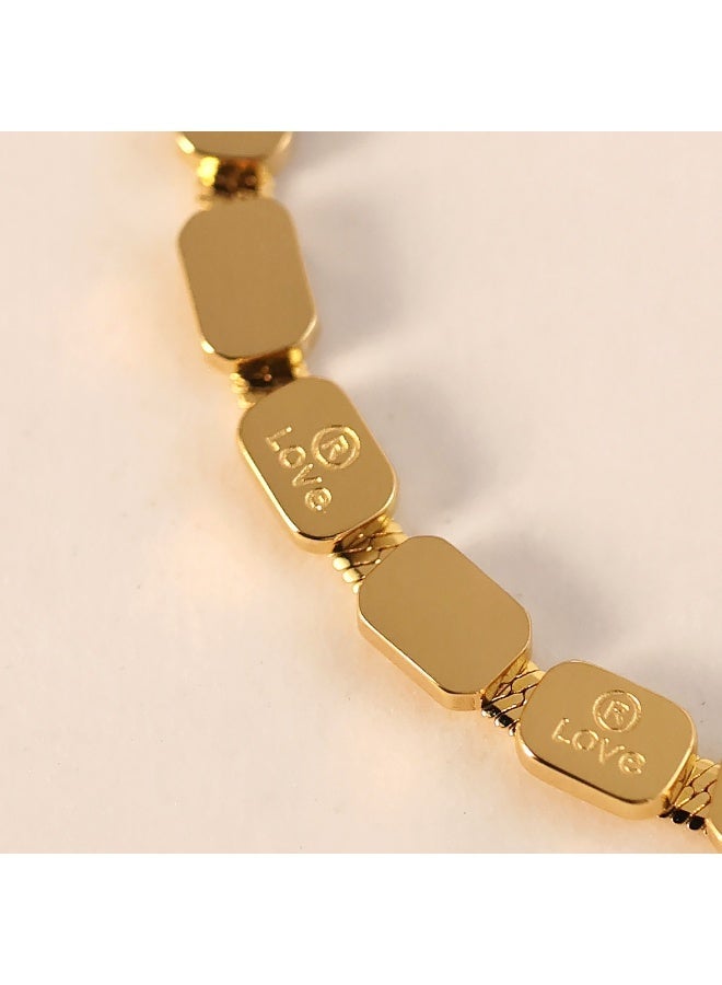 AMETOER 18K Gold Plated High-End Women's Stainless Steel Non-Fading Jewelry LOVE Square Trendy Bracele - Image 3
