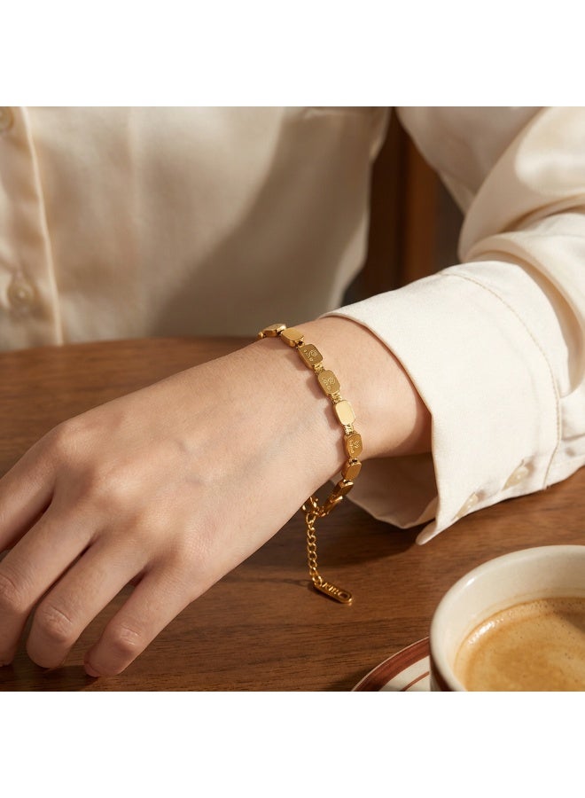 AMETOER 18K Gold Plated High-End Women's Stainless Steel Non-Fading Jewelry LOVE Square Trendy Bracele - Image 5