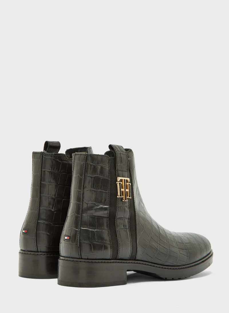 TOMMY HILFIGER Croco Look Dressy Ankle Boot