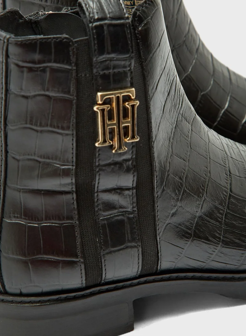TOMMY HILFIGER Croco Look Dressy Ankle Boot