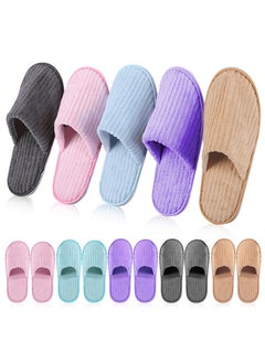 HomarKet 5 Pairs Disposable Bath Slippers for Guests - Bulk Slipper Pack for Hotel, Spa, Travel, Shoeless Home,  Closed Toe Include Different Colour  - Image 1