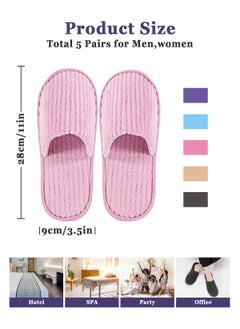 HomarKet 5 Pairs Disposable Bath Slippers for Guests - Bulk Slipper Pack for Hotel, Spa, Travel, Shoeless Home,  Closed Toe Include Different Colour  - Image 3