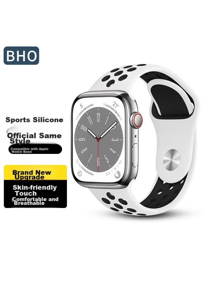 Bho Suitable For Apple Watch Bands, Apple Watch S10/ultra2/s9 Sports Band, Iwatch S8/7/6/5/4/se Breathable Hole Silicone Strap - Image 1