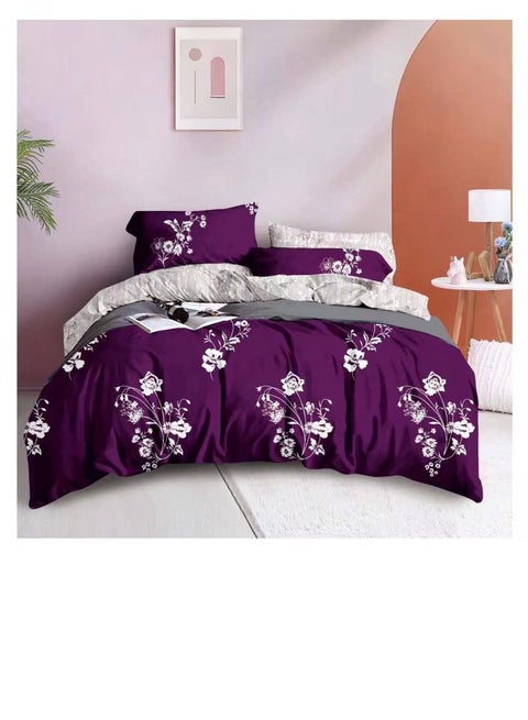 6-Pieces Glace Cotton Printed Fancy Comforters Set Fixed duvet, fitted bedsheets and pillowcase King Size F35