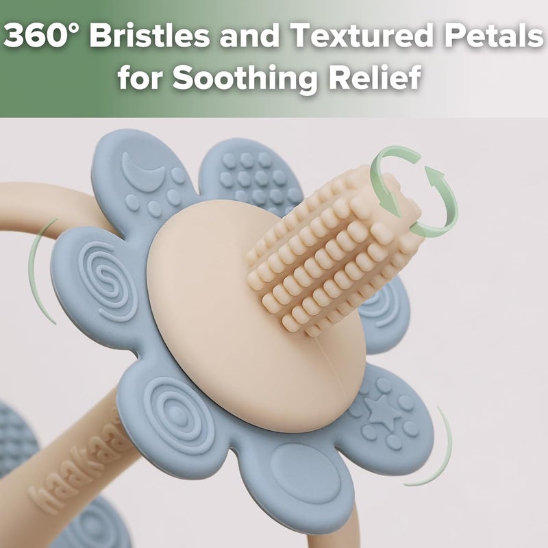 haakaa Silicone Baby Teether ToysNippleShaped End for Gum Massage360 Baby Toothbrush Head for SelfBrushing TrainingEasy to Grip  Sky Blue - Image 3