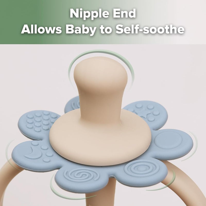 haakaa Silicone Baby Teether ToysNippleShaped End for Gum Massage360 Baby Toothbrush Head for SelfBrushing TrainingEasy to Grip  Sky Blue - Image 4
