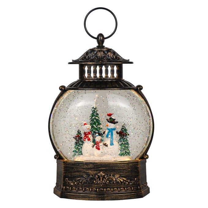 LIGHTED CHRISTAMAS SNOW GLOBE LANTERN WITH TIMER 112 INCH USB PLUGIN BATTERY OPERATED SPINNING WATER GLITTERS LIGHTED SINGING SNOW GLOBESNOWMAN