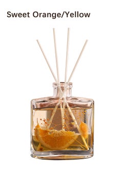 JULY WND Flower Reed Diffuser with Incense Diffuser Sticks and Preserved Flower Flame Free Long Lasting Natural Elegant Air Freshener Odor Eliminator for Home Office Bedroom Gift 120ml Orange Fruity Aroma  - Image 1