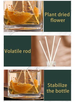 JULY WND Flower Reed Diffuser with Incense Diffuser Sticks and Preserved Flower Flame Free Long Lasting Natural Elegant Air Freshener Odor Eliminator for Home Office Bedroom Gift 120ml Orange Fruity Aroma  - Image 4