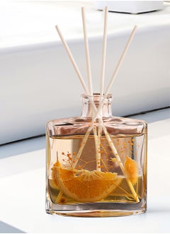 JULY WND Flower Reed Diffuser with Incense Diffuser Sticks and Preserved Flower Flame Free Long Lasting Natural Elegant Air Freshener Odor Eliminator for Home Office Bedroom Gift 120ml Orange Fruity Aroma  - Image 5