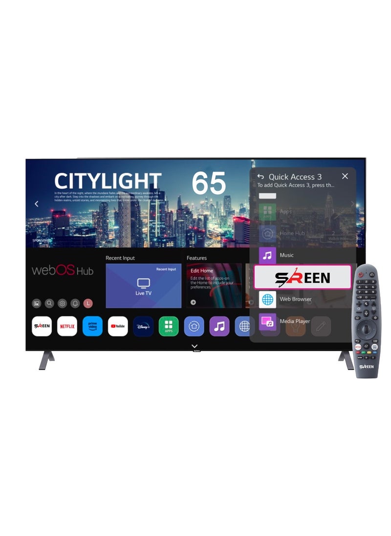 SREEN - SREEN 65” 4K UHD Smart LED TV, WebOS, Frameless, Wi-Fi, Magic Remote – SRET-65S4KW1 - Image 1
