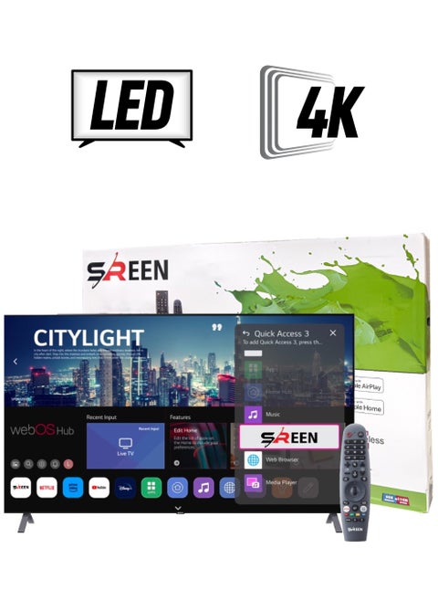 SREEN 65” 4K UHD Smart LED TV, WebOS, Frameless, Wi-Fi, Magic Remote – SRET-65S4KW1