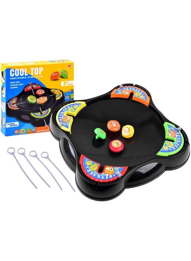 Goyal's Cool Top Spinning Beyblades Game Gyro Battle Toy On Classic Super Arena Disk For Kids, 2-4 Players With 4 Beyblades Spinners & Launchers (Black) - Image 1