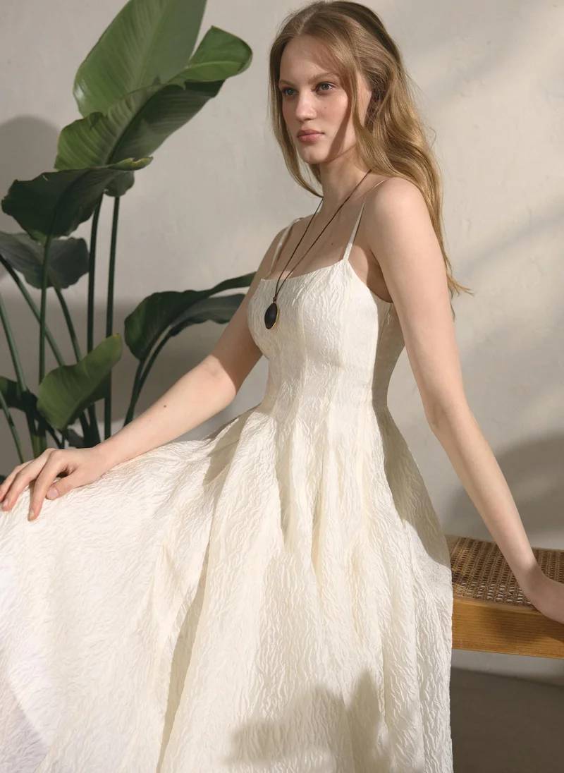 Lichi  Midi dress with straps in crinkled fabric for Women | Best Price UAE