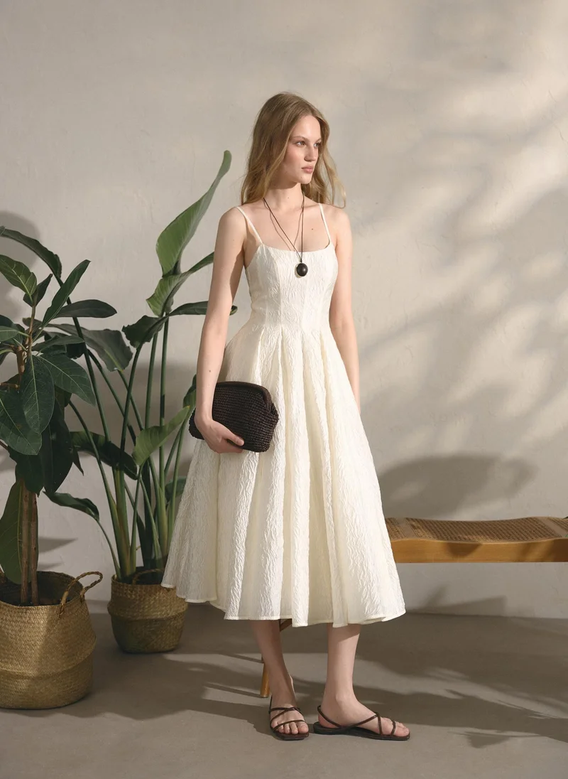 Lichi  Midi dress with straps in crinkled fabric for Women | Best Price UAE