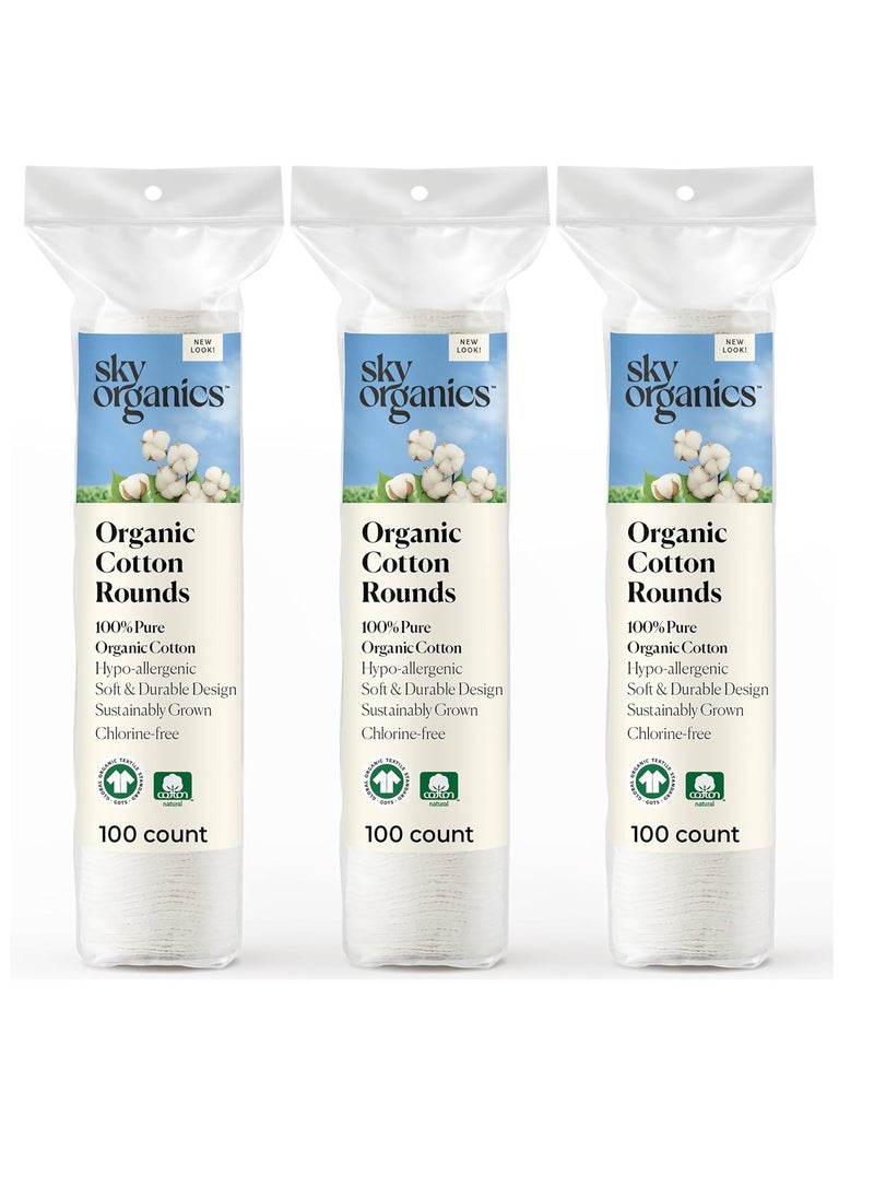 Sky Organics Sky Organics Organic Cotton Rounds for Sensitive Skin, 100% Pure GOTS Certified Organic for Beauty & Personal Care, 300 ct  - Image 1
