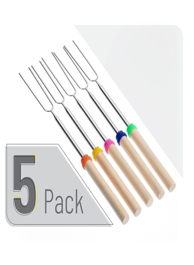 UNCO- Extendable Stainless Steel Roasting Sticks, 5 Pack, 32" - For S'mores, Hot Dogs, Campfires and Fire Pits - Image 2