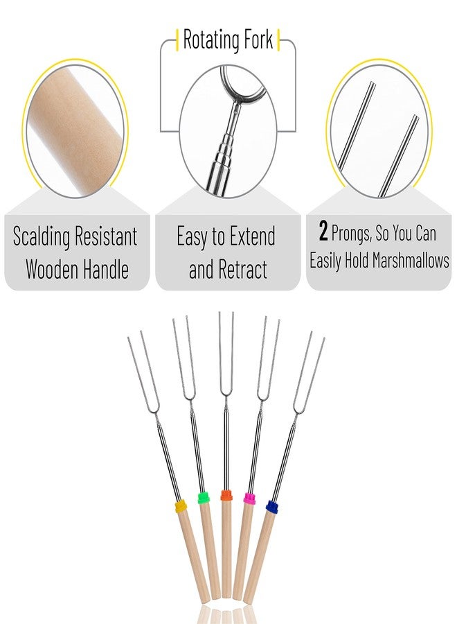 UNCO- Extendable Stainless Steel Roasting Sticks, 5 Pack, 32" - For S'mores, Hot Dogs, Campfires and Fire Pits - Image 4