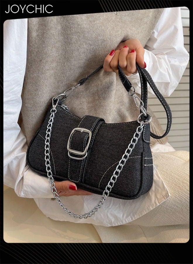 Joychic حقيبة تحت الإبط للسيدات بشخصية مع سلسلة - حقيبة كتف عصرية مقاومة للتآكل - Image 1
