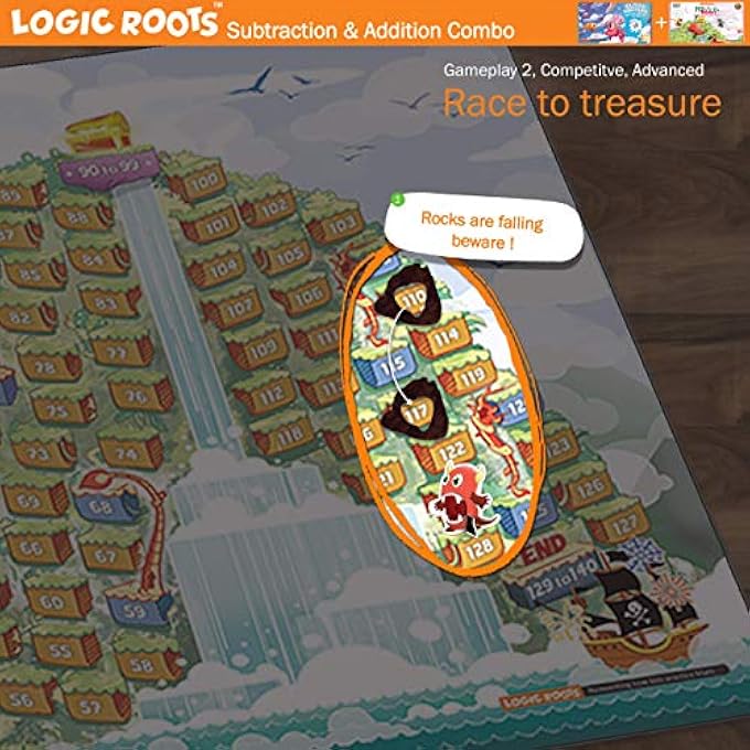 Logic Roots Addition and Subtraction Games  Pack of 2 Cloud Hoppers  Mountain Raiders Math Board Games and STEM Toys for 7 Year and Up Gift for Kids Girls  Boys Homeschoolers Grade 1  Up - Image 4