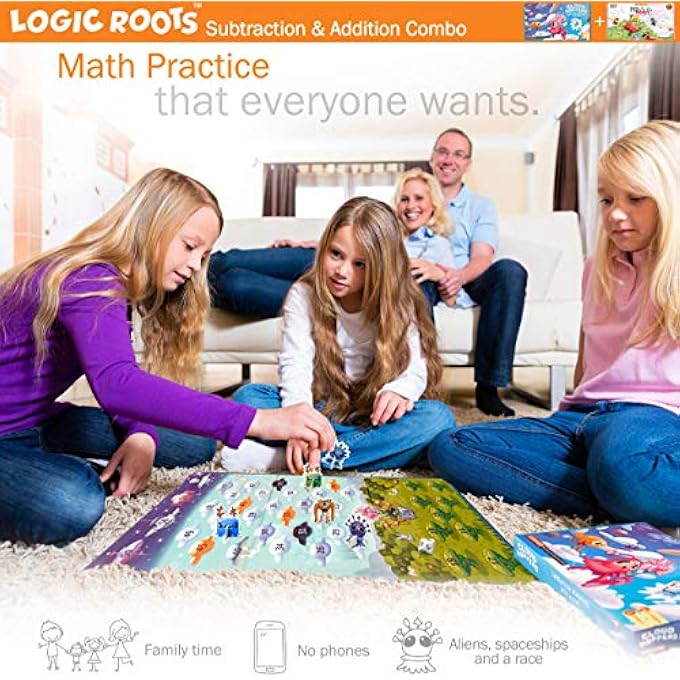 Logic Roots Addition and Subtraction Games  Pack of 2 Cloud Hoppers  Mountain Raiders Math Board Games and STEM Toys for 7 Year and Up Gift for Kids Girls  Boys Homeschoolers Grade 1  Up - Image 3