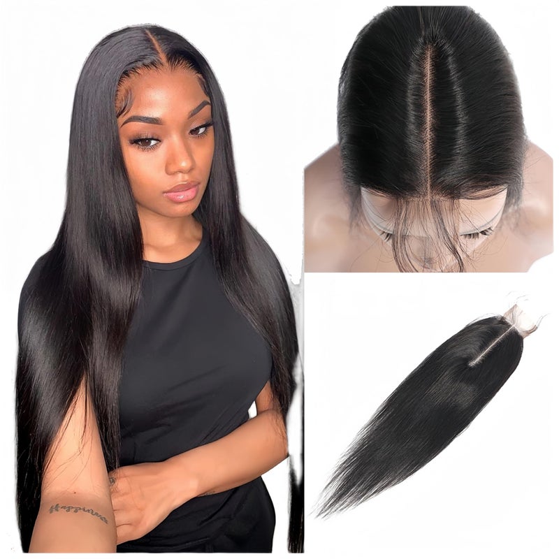 Czrleaty Czrleaty Brazilian Straight Hair 2x6 Transparent Lace Closure with Baby Hair Deep Middle Part 2x6 Closure Remy Human Hair Swiss Lace Closure Kim K 2x6 HD Lace Closure18 