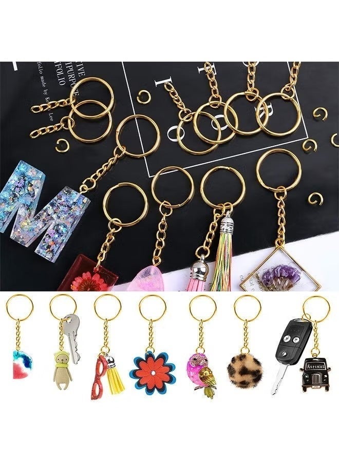 50 PCS Keyring Rings Split Key Ring with Chain and Jump Metal Open Round Kit for Keychain Art Crafts Golden and Silver - Image 5