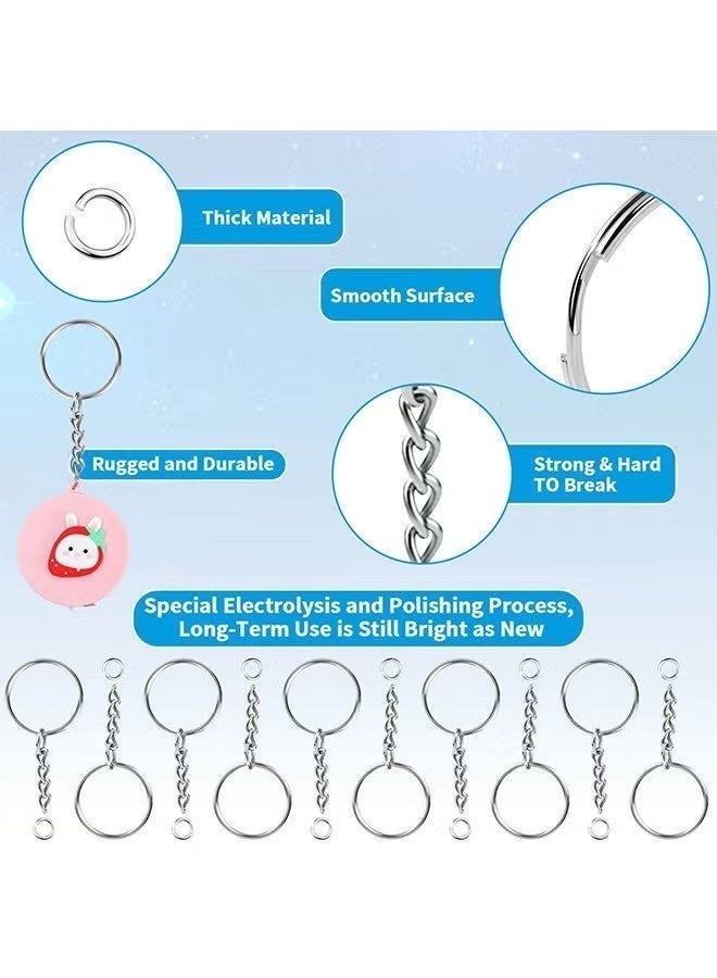 50 PCS Keyring Rings Split Key Ring with Chain and Jump Metal Open Round Kit for Keychain Art Crafts Golden and Silver - Image 4