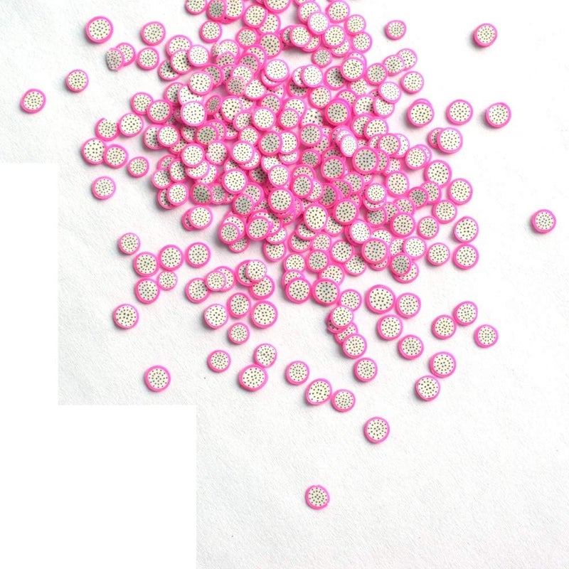 100Gram/Bag Polymer Clay Dragon Fruit Slices 5mm Diameter DIY Nail Art Decorations Sticker Cute Nails Fruit Slice