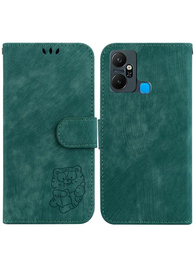 زبون جراب لهاتف Infinix Smart 6 Plus مصنوع من الجلد المنقوش بنقشة نمر صغير - Image 1