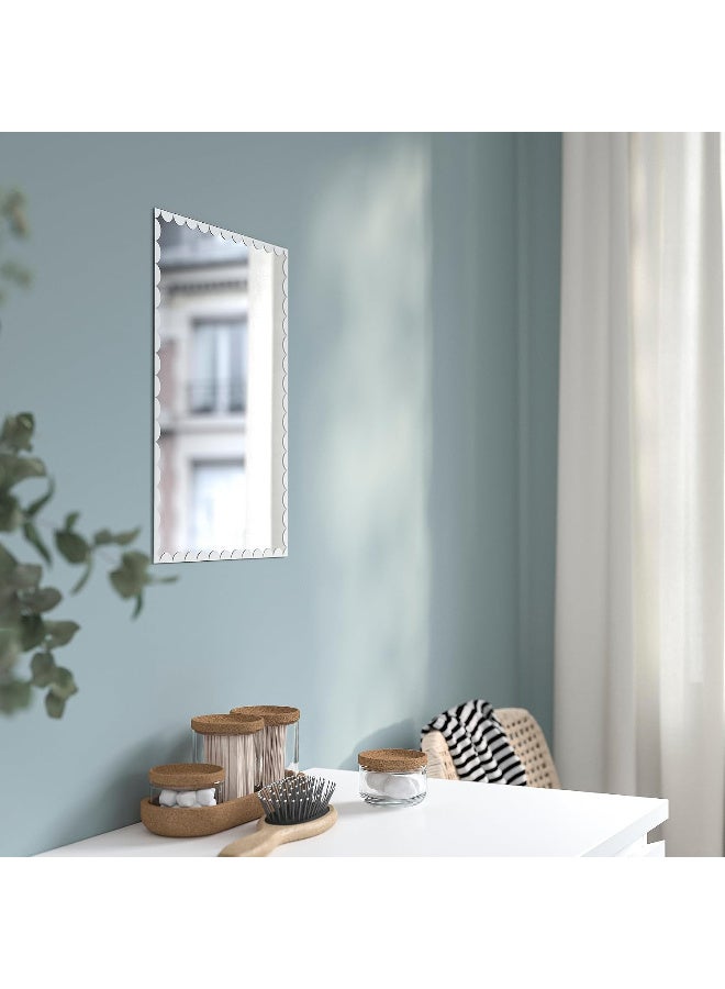 مرآة حائط ديكورية باللون الأبيض، 30 × 40 سم، مرآة بدون إطار ذاتية اللصق مزودة بطبقة أمان، مرآة عصرية للزينة، مناسبة لغرفة النوم والممر والحمام وغرفة المعيشة - Image 3