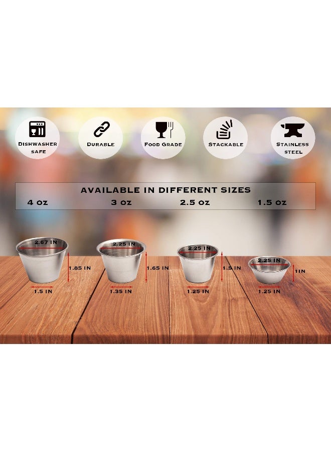 EHOMEA2Z Ramekins Stainless Steel Condiment Sauce Cups, Metal Ramekins, Commercial Grade, Multifunctional, Ideal for All Hot and Cold Sauces, Individual Portion Cups (12, 4 oz) - Image 2