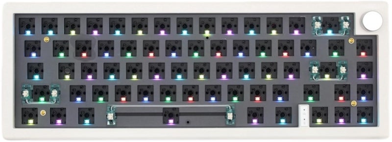 مجموعة لوحة المفاتيح الميكانيكية Cmokifuly GMK67 65 TriMode RGB LED موجهة نحو الجنوب لمفاتيح 35pin 66 مفتاح 1 مقبض قابلة للتبديل PCB مثبتة على حشوة مجموعة لوحة المفاتيح DIY للألعاب باللون الأبيض