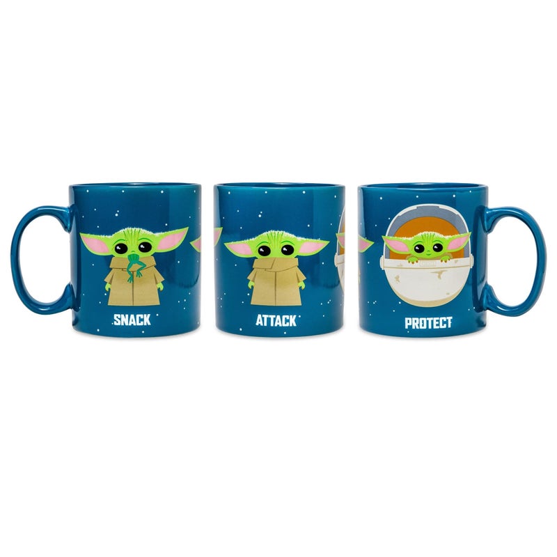 STAR WARS Silver Buffalo Star Wars The Mandalorian The Child Baby Yoda Grogu Protect Attack Snack Ceramic Coffee Mug, 20-Ounces - Image 1