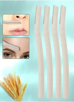 Kanza 4 Pcs Eyebrow Razor Biodegradable Face Razor Eyebrow Shaper Recycled Wheat Straw Material Face Facial Razors Biodegradable Eyebrow Razor Eco Friendly Beauty Tool Stainless Steel Brow Razor  - Image 1