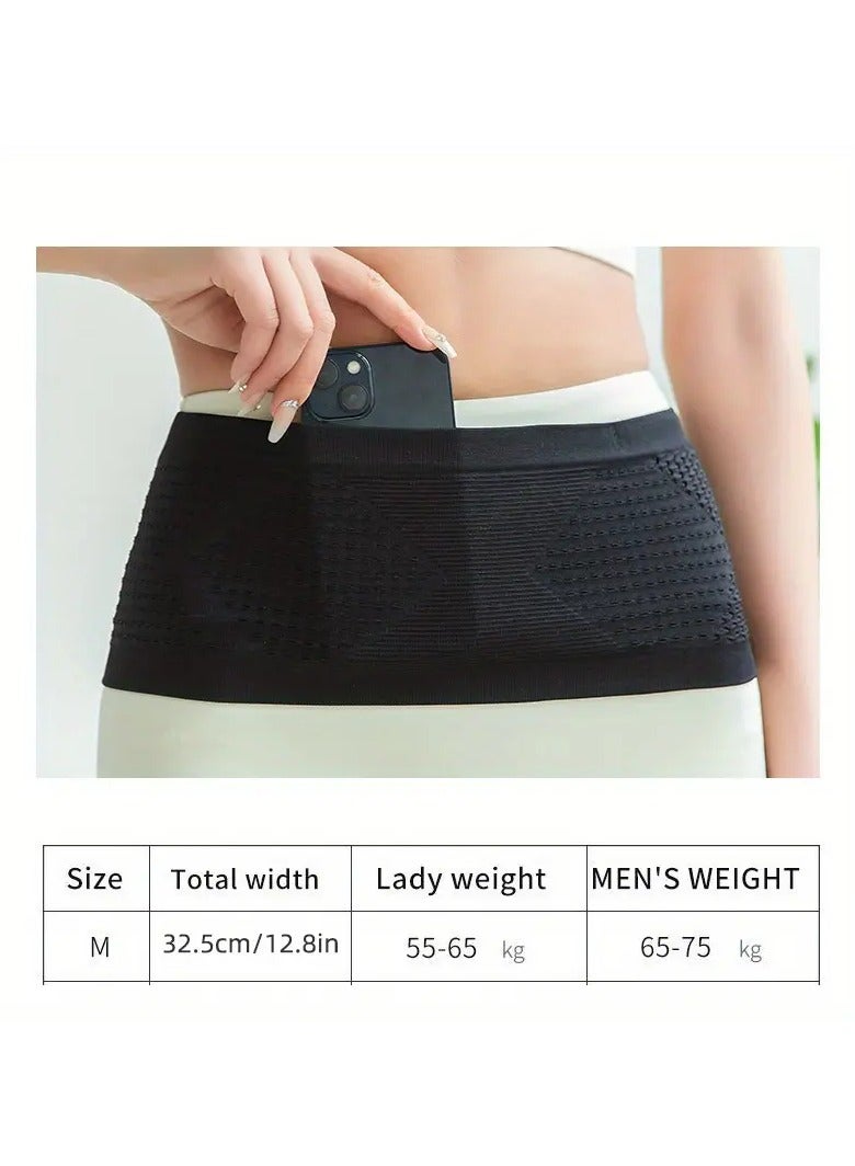 Goolsky Stealth Invisible Sports Waist Bag - Seamless Knit, Breathable Nylon with Diamond Pattern, Non-Shake Elastic Belt for Running & Fitness, Ideal for Hiking - Black, Fitness Waist Bag|Sleek Athletic Look|Lightweight Waist Pack, Gym Bag  - Image 2