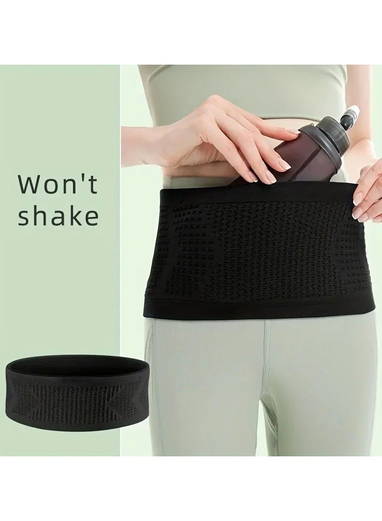 Goolsky Stealth Invisible Sports Waist Bag - Seamless Knit, Breathable Nylon with Diamond Pattern, Non-Shake Elastic Belt for Running & Fitness, Ideal for Hiking - Black, Fitness Waist Bag|Sleek Athletic Look|Lightweight Waist Pack, Gym Bag  - Image 3