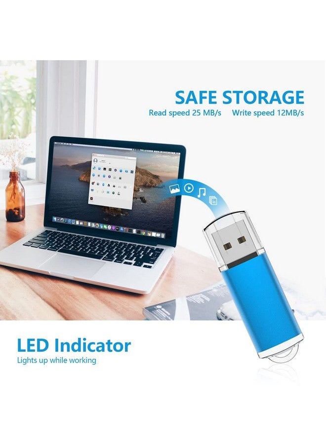 Kootion - Flash Drive 8Gb 10 Pack Usb 2.0 Thumb Drive Capped Memory Stick Jump Drive Blue - Image 1