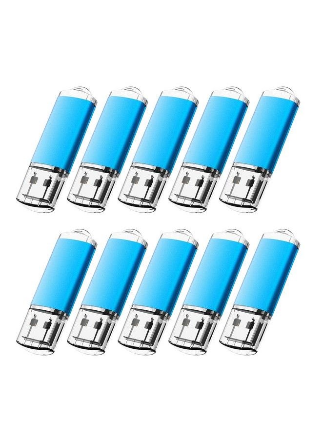 Kootion - Flash Drive 8Gb 10 Pack Usb 2.0 Thumb Drive Capped Memory Stick Jump Drive Blue - Image 1