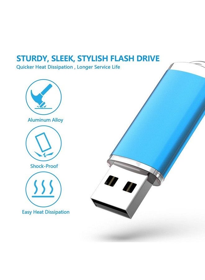 Kootion - Flash Drive 8Gb 10 Pack Usb 2.0 Thumb Drive Capped Memory Stick Jump Drive Blue - Image 1