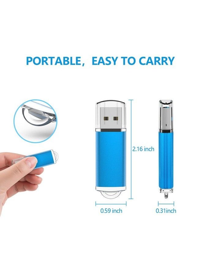 Kootion - Flash Drive 8Gb 10 Pack Usb 2.0 Thumb Drive Capped Memory Stick Jump Drive Blue - Image 1